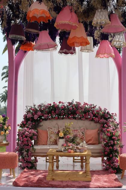 Backdrop and Lounge — Mehendi decor — Taj Exotica